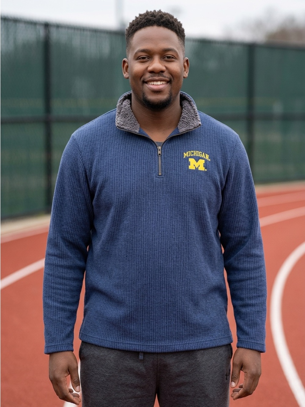Champion Elite Michigan Wolverines Quarter-Zip Ribbed Sherpa Fleece Pullover